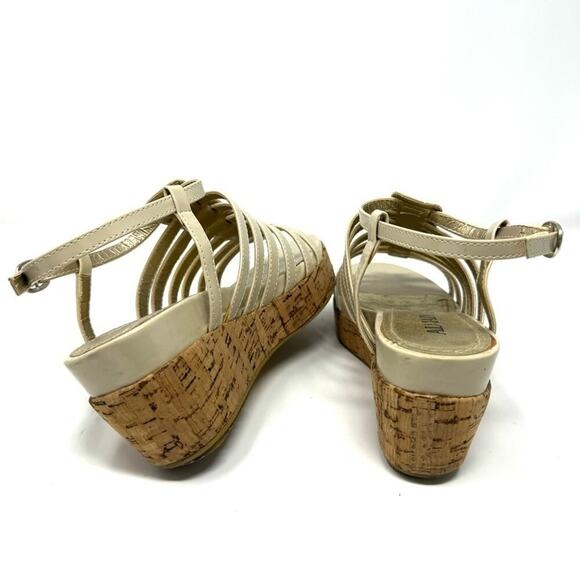 Balmain Ivory Patent Leather Cork Wedge Sandals Sz 7 - Picture 6 of 8